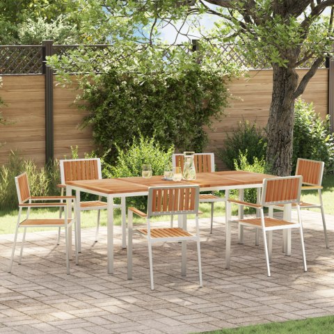 7 Elementowy Zestaw do Jadalni w Ogrodzie z Litego Drewna Tekowego