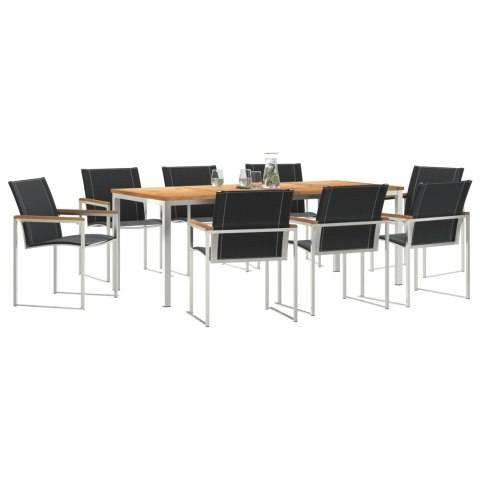 9-częściowy zestaw do jedzenia z litego drewna akacjowego