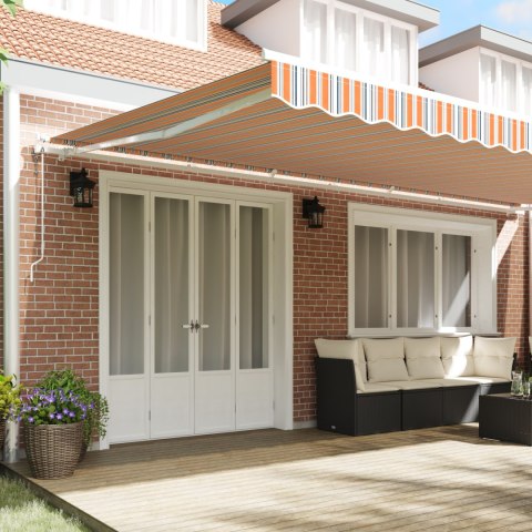 Automatyczna markiza chowana z wielokolorowymi paskami, 600x300 cm