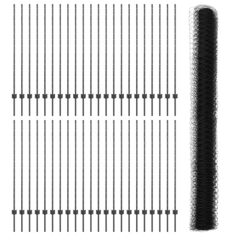 Słupki płotu 22 szt. U-Channel Szary 140 cm Stal