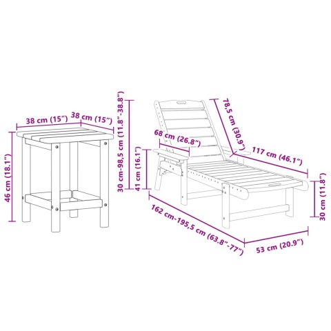3-częściowy zestaw leżaków ogrodowych Biały HDPE