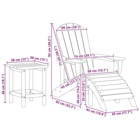 3-częściowy zestaw wypoczynkowy do ogrodu Czarny HDPE