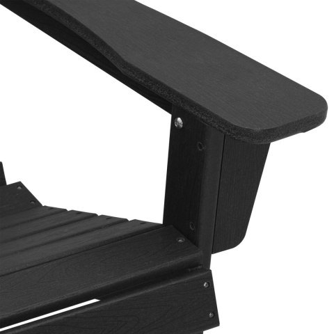 Krzesła Adirondack z podnóżkami 2 szt Czarne HDPE
