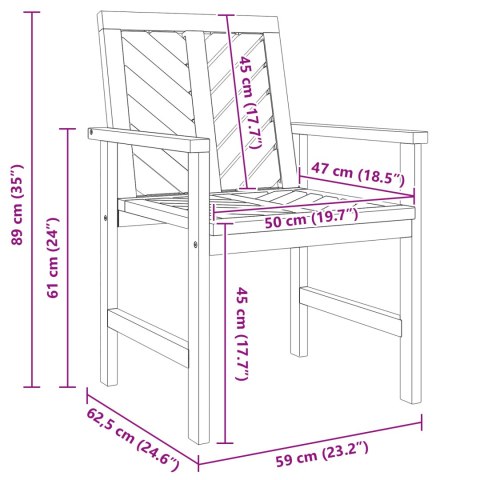 Zestaw wypoczynkowy 5-częściowy z litego drewna akacjowego