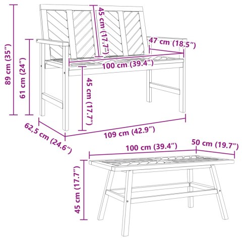 Zestaw wypoczynkowy 5-częściowy z litego drewna akacjowego