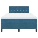 Łóżko Box Spring z materacem ciemnoniebieskie małe podwójne aksamitne