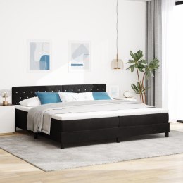 Łóżko Box Spring z materacem Czarny 200x200 cm Aksamit