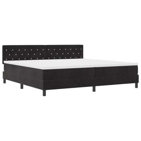 Łóżko Box Spring z materacem Czarny 200x200 cm Aksamit