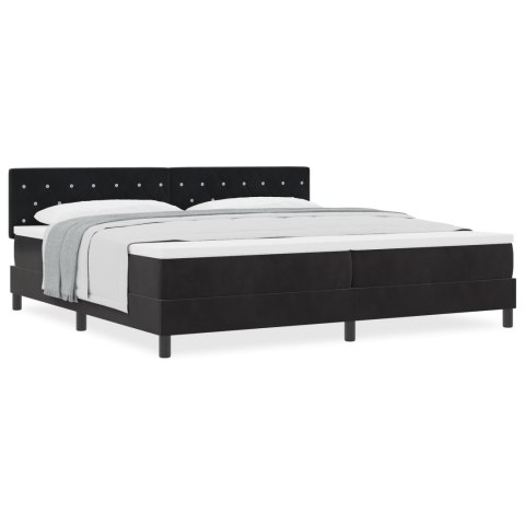 Łóżko Box Spring z materacem Czarny 200x200 cm Aksamit