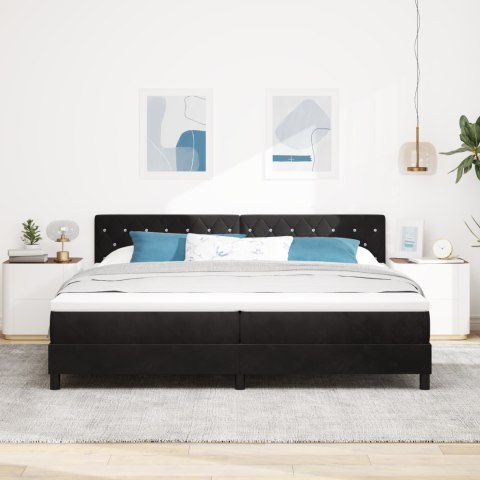 Łóżko Box Spring z materacem Czarny 200x200 cm Aksamit