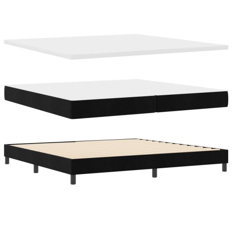 Łóżko Box Spring z materacem Czarny 200x200 cm Aksamit