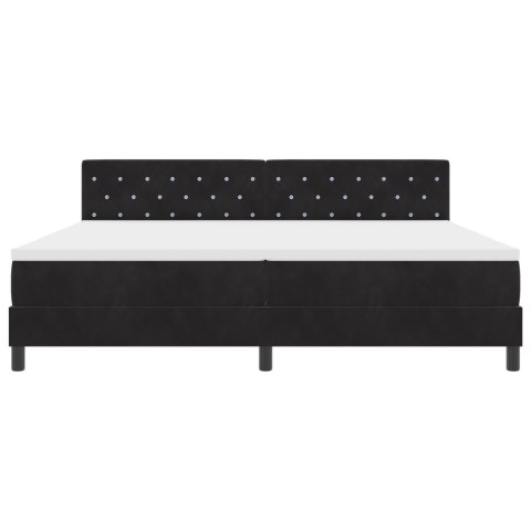 Łóżko Box Spring z materacem Czarny 200x200 cm Aksamit