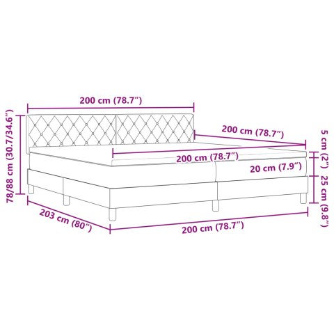 Łóżko kontynentalne z materacem ciemnoszarym 200x200 cm aksamitne
