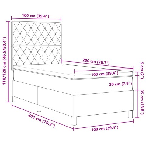 Łóżko Box Spring z Materacem Ciemno Zielone 100x200 cm Aksamit