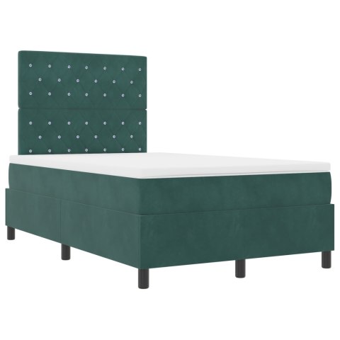 Łóżko Box Spring z materacem ciemnozielone 120x200 cm aksamit