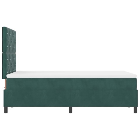 Łóżko Box Spring z materacem ciemnozielone 120x200 cm aksamit