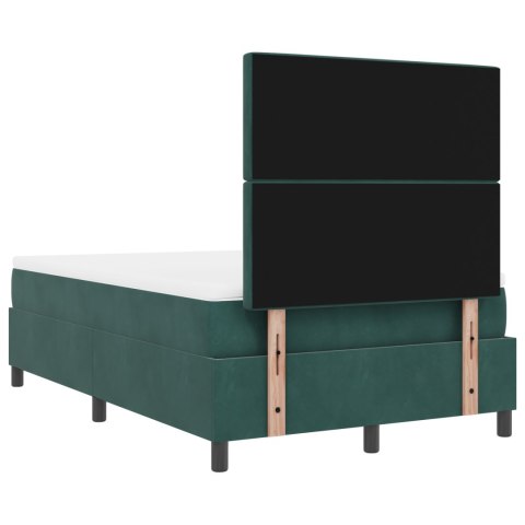 Łóżko Box Spring z materacem ciemnozielone 120x200 cm aksamit