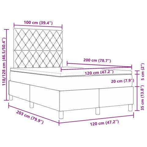 Łóżko Box Spring z materacem ciemnozielone 120x200 cm aksamit