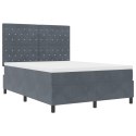 Łóżko Box Spring z Materacem Ciemnoszary 140x200 cm Aksamit