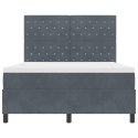 Łóżko Box Spring z Materacem Ciemnoszary 140x200 cm Aksamit