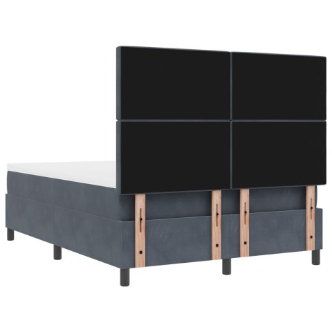 Łóżko Box Spring z Materacem Ciemnoszary 140x200 cm Aksamit
