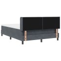 Łóżko Box Spring z Materacem Ciemnoszare 160x200 cm Aksamit