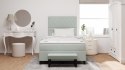 Łóżko Box Spring z materacem i ławką Jasnoszare 120x190 cm
