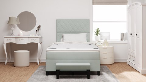 Łóżko Box Spring z materacem i ławką Jasnoszare 120x190 cm