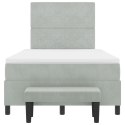 Łóżko Box Spring z materacem i ławką Jasnoszare 120x190 cm