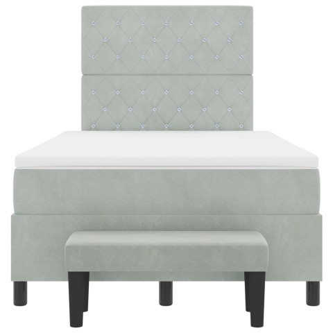 Łóżko Box Spring z materacem i ławką Jasnoszare 120x190 cm