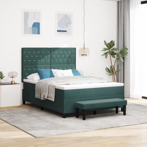 Łóżko box spring z materacem i ławką Zielone 140x190 cm Aksamit