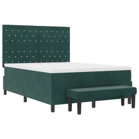 Łóżko box spring z materacem i ławką Zielone 140x190 cm Aksamit