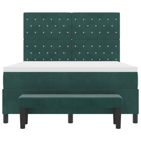 Łóżko box spring z materacem i ławką Zielone 140x190 cm Aksamit