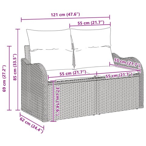 Zestaw 4-elementowy sofy ogrodowej z poduszkami Beżowy Poli Rattan