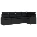 5-częściowy zestaw sof ogrodowych z poduszkami Czarny Poli Rattan