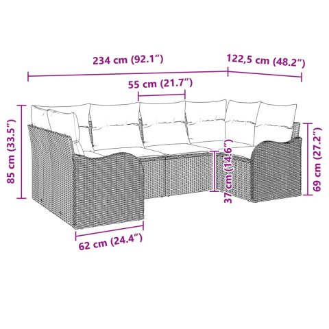 Zestaw 6-elementowy sofy ogrodowej z poduszkami czarny polirattan
