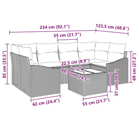Zestaw mebli ogrodowych 7-częściowy z poduszkami Czarny polirattan