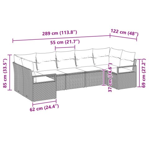 Zestaw Sof Ogrodowych 7-częściowy z Poduszkami Beżowy z Polirattanu
