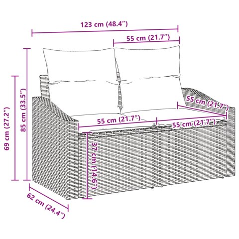 Zestaw Sof Ogrodowych 5 Sztuk z Poduszkami Szare Poli Rattan