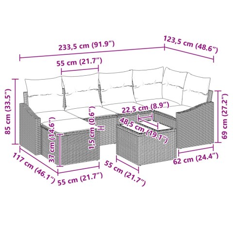 Zestaw sof ogrodowych z poduszkami beżowy polirattan