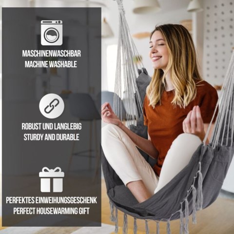 MIADOMODO Wiszący fotel bujany, antracyt