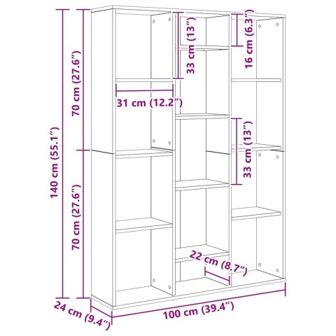 Przegroda/regał, biały, 100x24x140 cm, materiał drewnopochodny