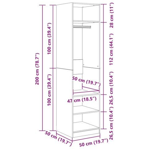 Szafa, kolor betonowy szary, 50x50x200 cm, płyta wiórowa