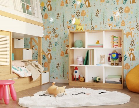 Regał Fiesta 8P DĄB ARTISAN / BIEL