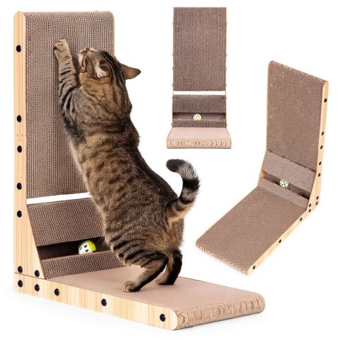 Drapak tekturowy dla kota narożny kartonowy legowisko z zabawką Petsi