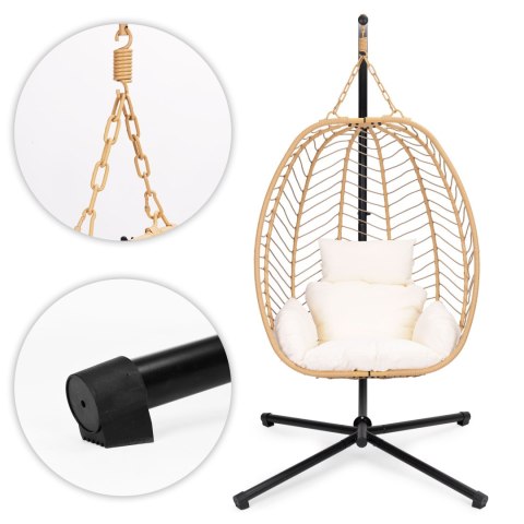 Fotel Kokon wiszący wolnostojący bujany ogrodowy do 120 kg + poduszki MultiGarden