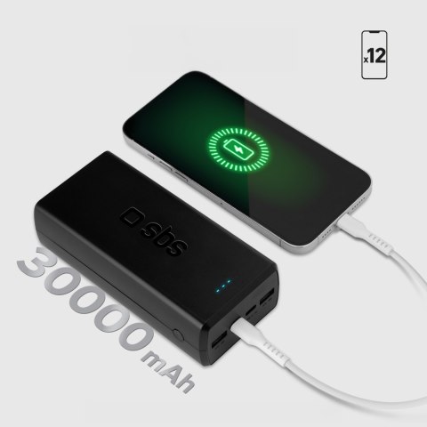 Powerbank 30000 mAh USB-C USB-A - czarny