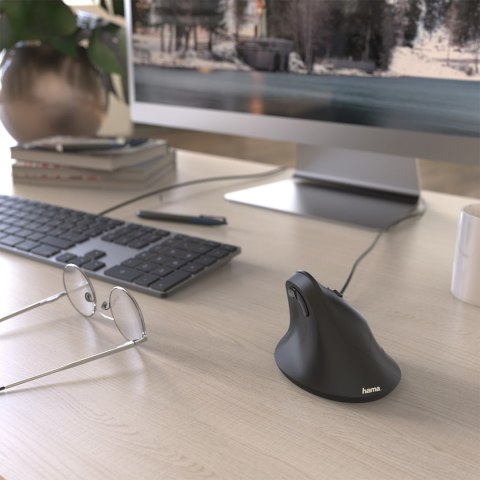 Myszka przewodowa EMC-500 ergonomiczna pionowa - czarna