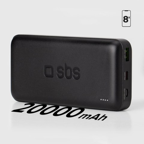 Powerbank 20000 mAh PD USB-C USB-A Micro-USB 20W - czarny