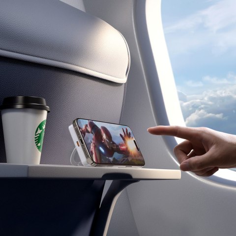 Powerbank K28 10000mAh z MagSafe z metalową obudową i podstawką PD 22.5W - srebrny